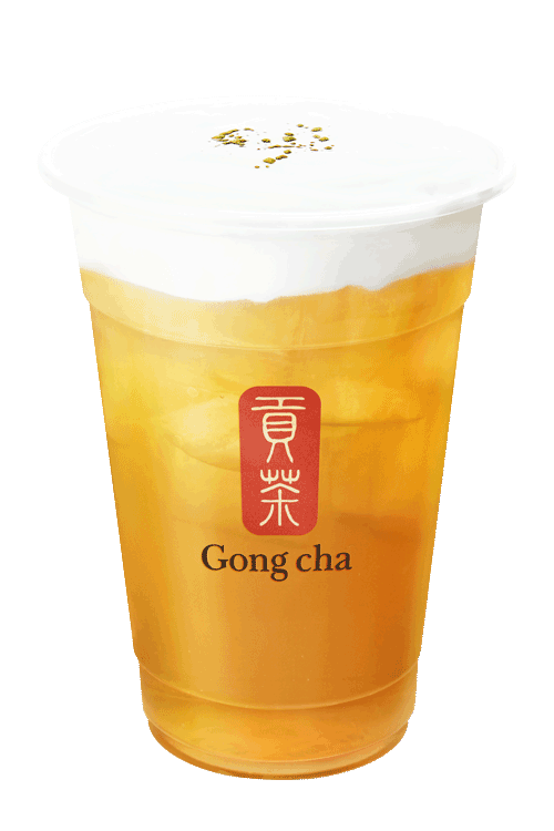 green milk foam tea